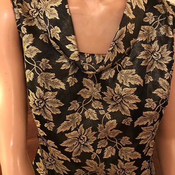 Black and Gold Brocade Top L - Picture 5 of 5
